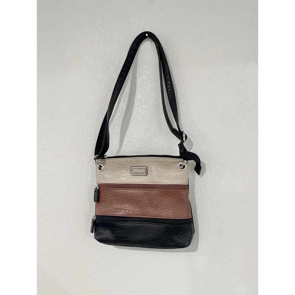 Women's Crossbody Purse Faux Leather Multicolor Black Strap Handbag Pockets